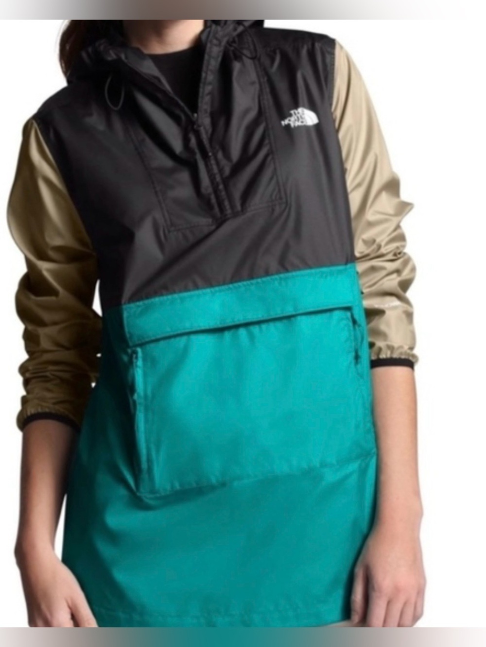 The North Face Women's Black/Teal/Beige Colorblock Anorak - Picture 8 of 14
